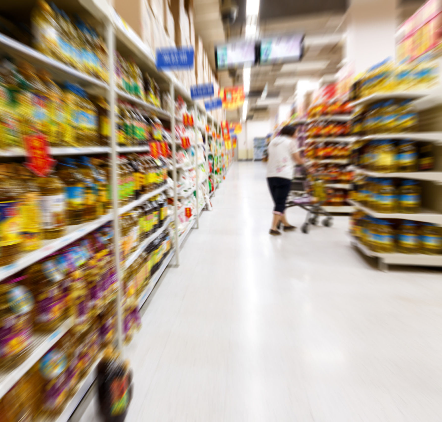 supermarket in blurry for background